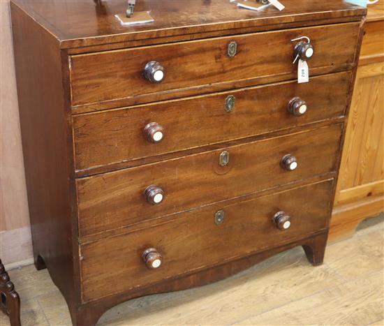 A George III mahogany chest of four drawers W.92cm